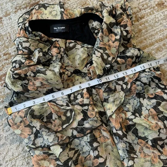 THE KOOPLES Anthropologie Wanted Silk Floral Print Ruffle Dress - Picture 14 of 16